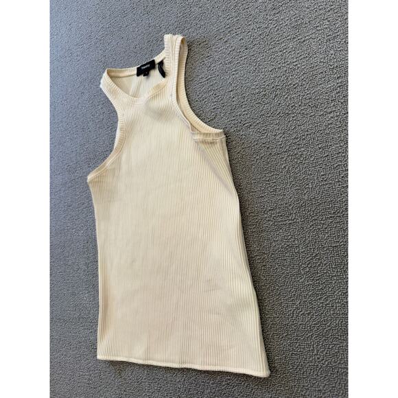 Theory Women's Small Petite Cream White Ribbed Tank Top Samek Belsay Sleeveless - Picture 12 of 13
